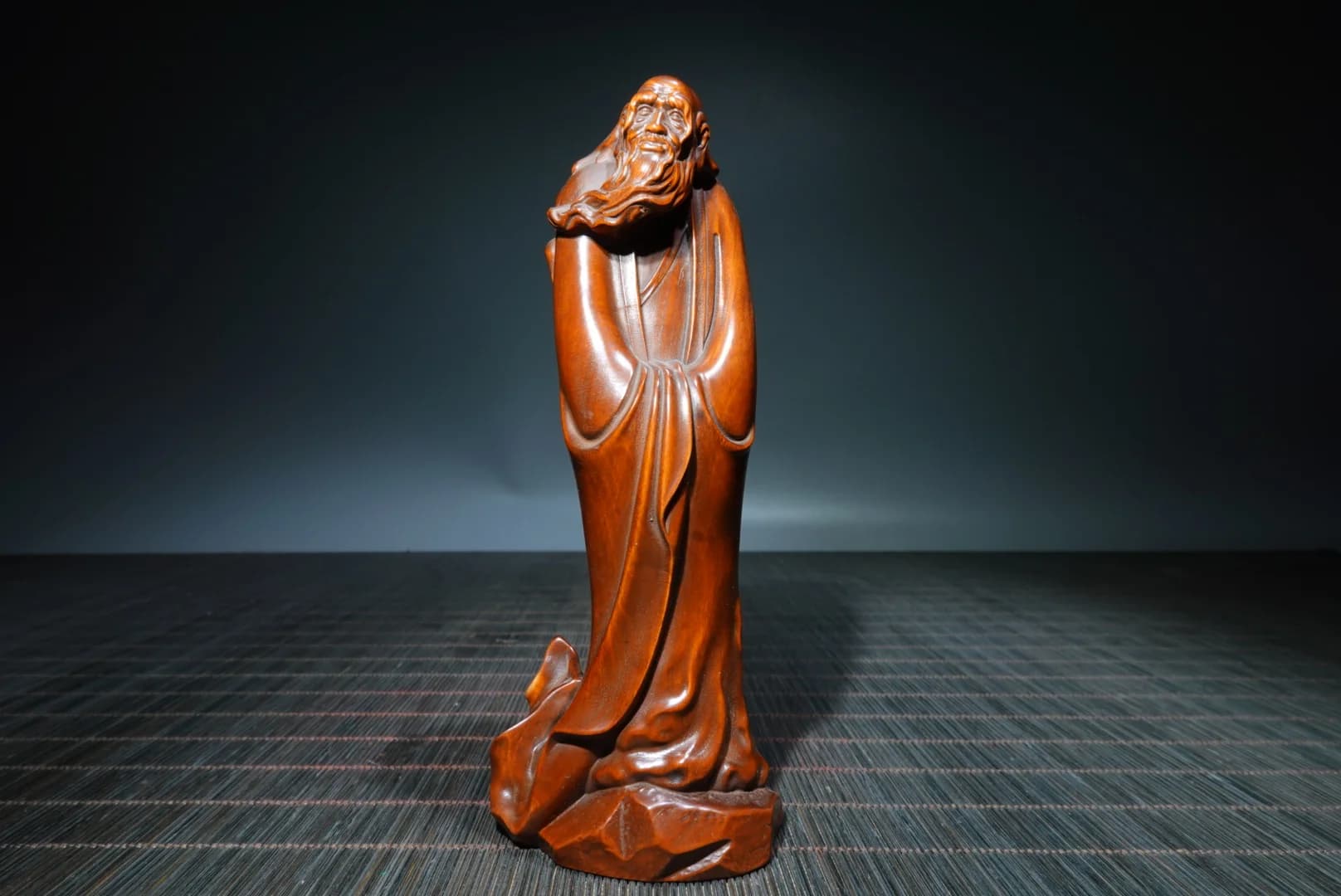 6"Tibetan Temple Collection Old Boxwood Dharma Statue Bodhidharma statue Master Dharma Northern and Southern Dynasties Zen Monk