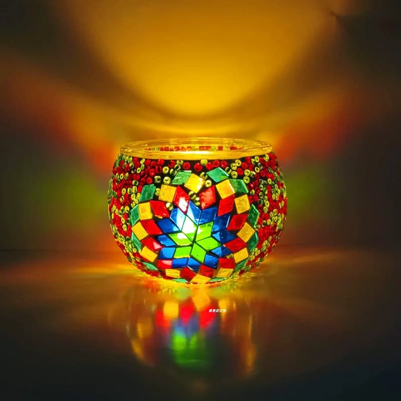 Turkish Mosaic Handmade Romantic Atmosphere Camping Ornament Bar Vintage Home Candlestick Finished