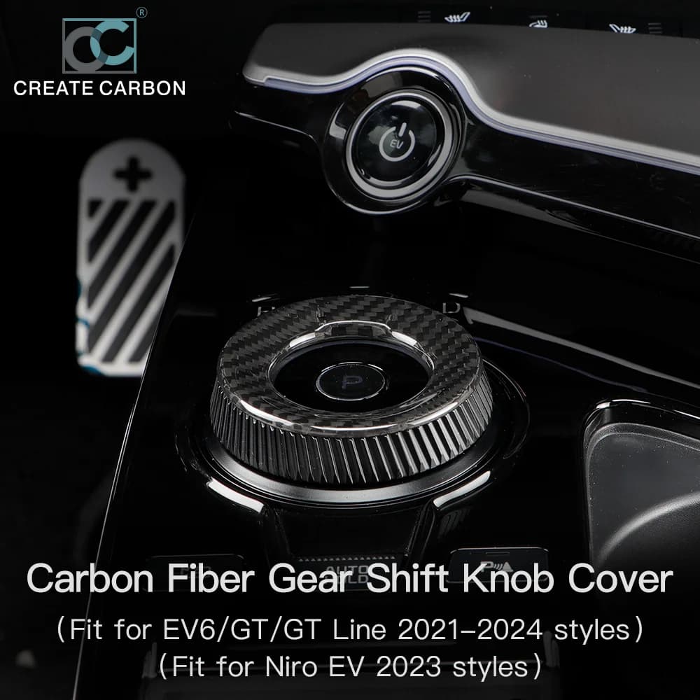 Car Accessories Real Carbon Fiber Gear Knob Cover Fit for Kia EV6 GT GT line and Kia NIRO EV Trim Gear Shift Knob Switch Panel