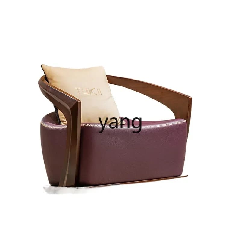 LMMModern Ebony Leisure Sofa Chair All Solid Wood Simple Light Luxury Single Chair