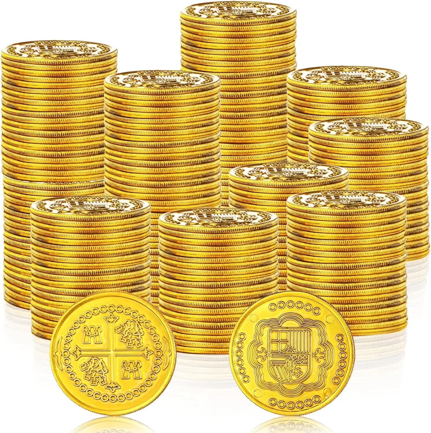 100/200/300PCS Pirate Coins Treasure Chest Spanish Doubloon Fake Coins Tokens for Kids Board Games Pirate Party Cosplay