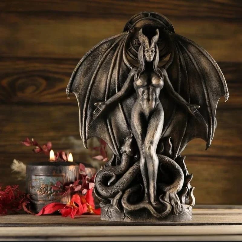 Statue - Gothic resin statue, Halloween home decoration with mysterious symbolic meaning, dark altar center (20cm)