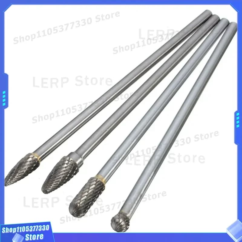 4 Piece DL Extended Grinding Head Tungsten Carbide Rotary File for Metalworking Precision Burr Set Industrial Tool Kit