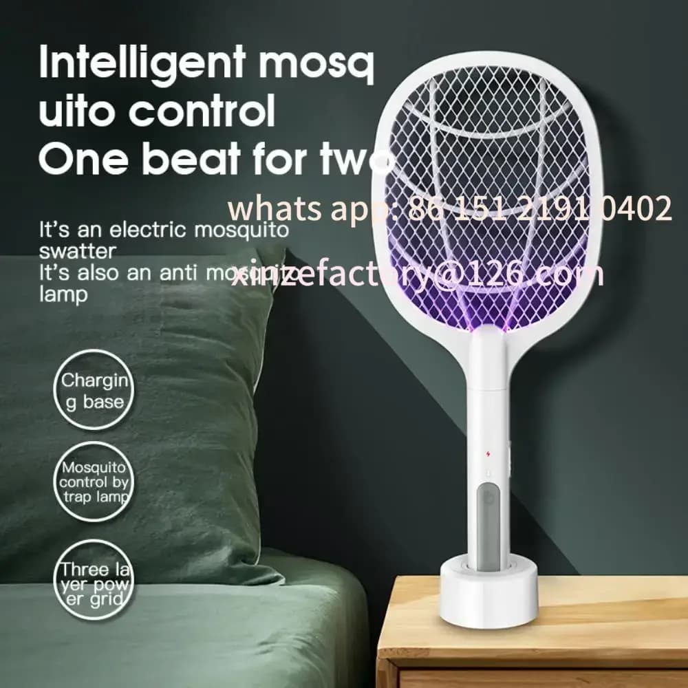 Customizable 3 IN 1 Mosquito Swatter Mosquito Killer 3500V USB Rechargeable Angle Adjustable Electric  Fly Ba