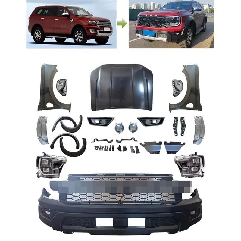 Car Conversion Bodykit Front Rear Bumpers Facelift for Ford Everest 2016-2021 Change for Ford Ranger Raptor