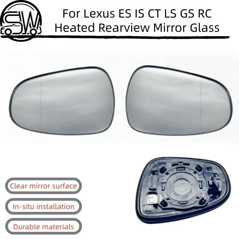 For Lexus ES IS CT LS GS RC 2013-2017 Heated Rearview Mirror Glass with Blind Spot Warning, Convex Side Mirror Lens
