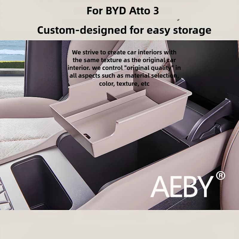 AEBY For BYD Atto 3 Smart Driving Edition 2022-2025 Center Console Box with Anti-Slip Tray,Car Interior Accessories,Storage