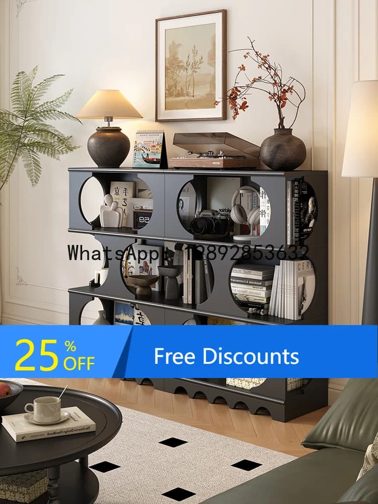 LYY French Retro Half-Wall Bookshelf Free Combination Living Room Display Sofa Side Vintage Style Solid Wood Display