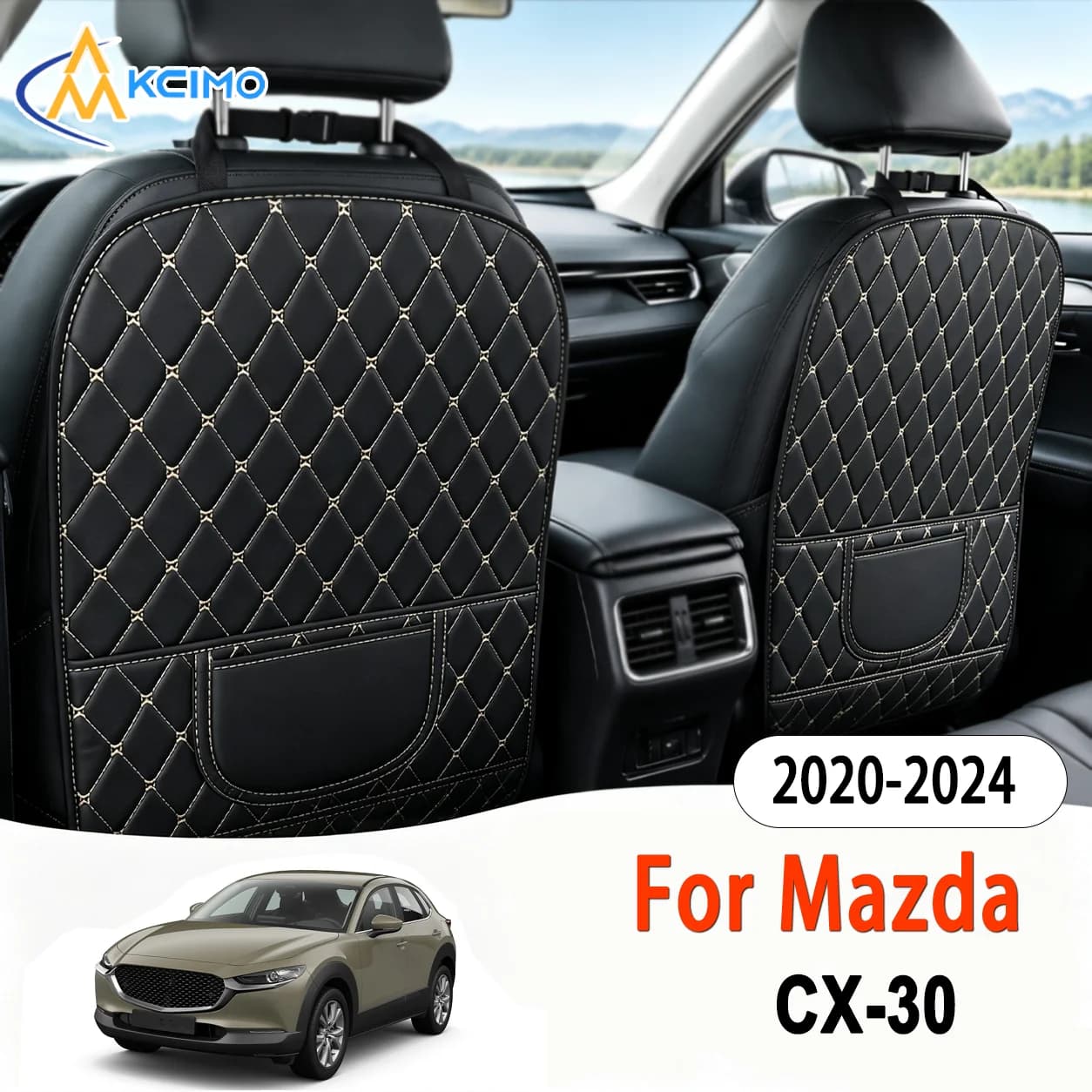 Car Rear Seat For Mazda CX-30 2020-2024 Anti-Scratch Anti-Dirt Guard Pads Wear Resistant PU Leather Seat Back Anti-Kick Mats