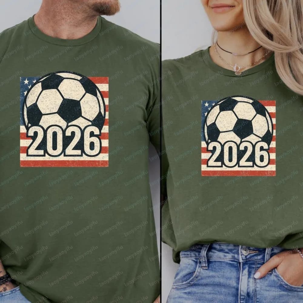 2026 USA Flag Football T-Shirt Soccer Graphic Tee North America Sports Shirt Casual Streetwear Tops Football Fan Gift for Men
