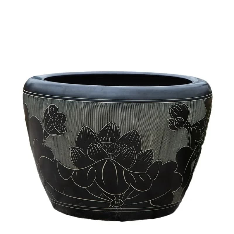 Ceramic fish tank hand-painted blue and white fish pot calligraphy and painting tank lotus tank water lily bowl lotus aquarium