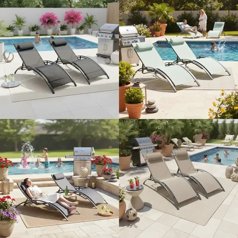 Mail Order Hot Selling Outdoor S-shaped Folding Sunbed Stackable Chaise Sunlounge Chair Sunbathing Recliner with Mesh Fabric