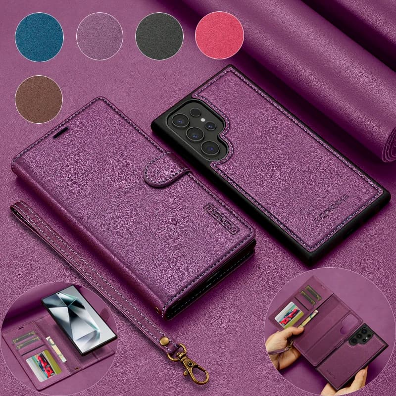 Removable Magnetic Flip Wallet Phone Case For Samsung Galaxy S24 Ultra 23 FE S22+ A14 A15 A34 A35 A54 A55 Leather Phone Cover