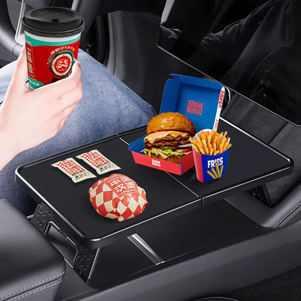 Foldable Eating Food Table For Tesla Model Y Model 3 2020-2024 Tray Center Console Organizer for Road Trips Autopilot
