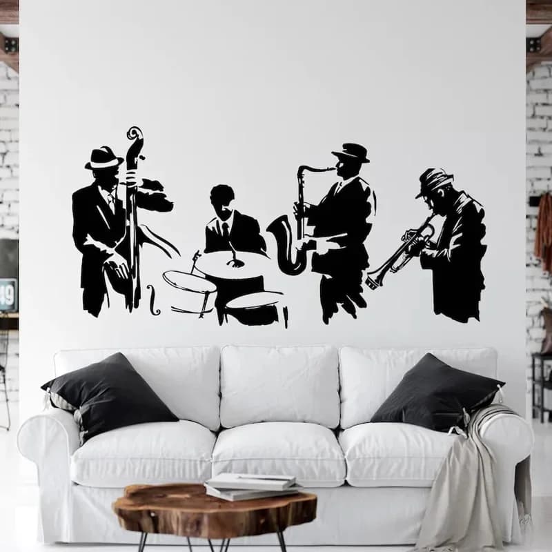 Jazz Music Band Wall Decal - Music Vinyl Sticker, Musical Instrument, Music Band, Home, Office Decor, Jazz Art Decoration 2386