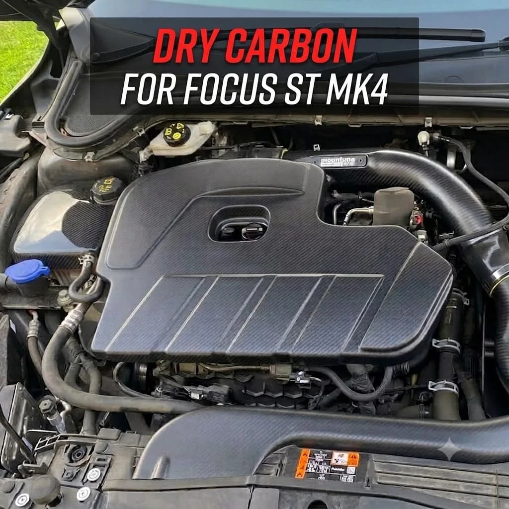 Real Dry Carbon Fiber Engine Cover For Ford Focus ST RS MK4 MK4.5 2019+ EcoBoost Engine Decoration Modification