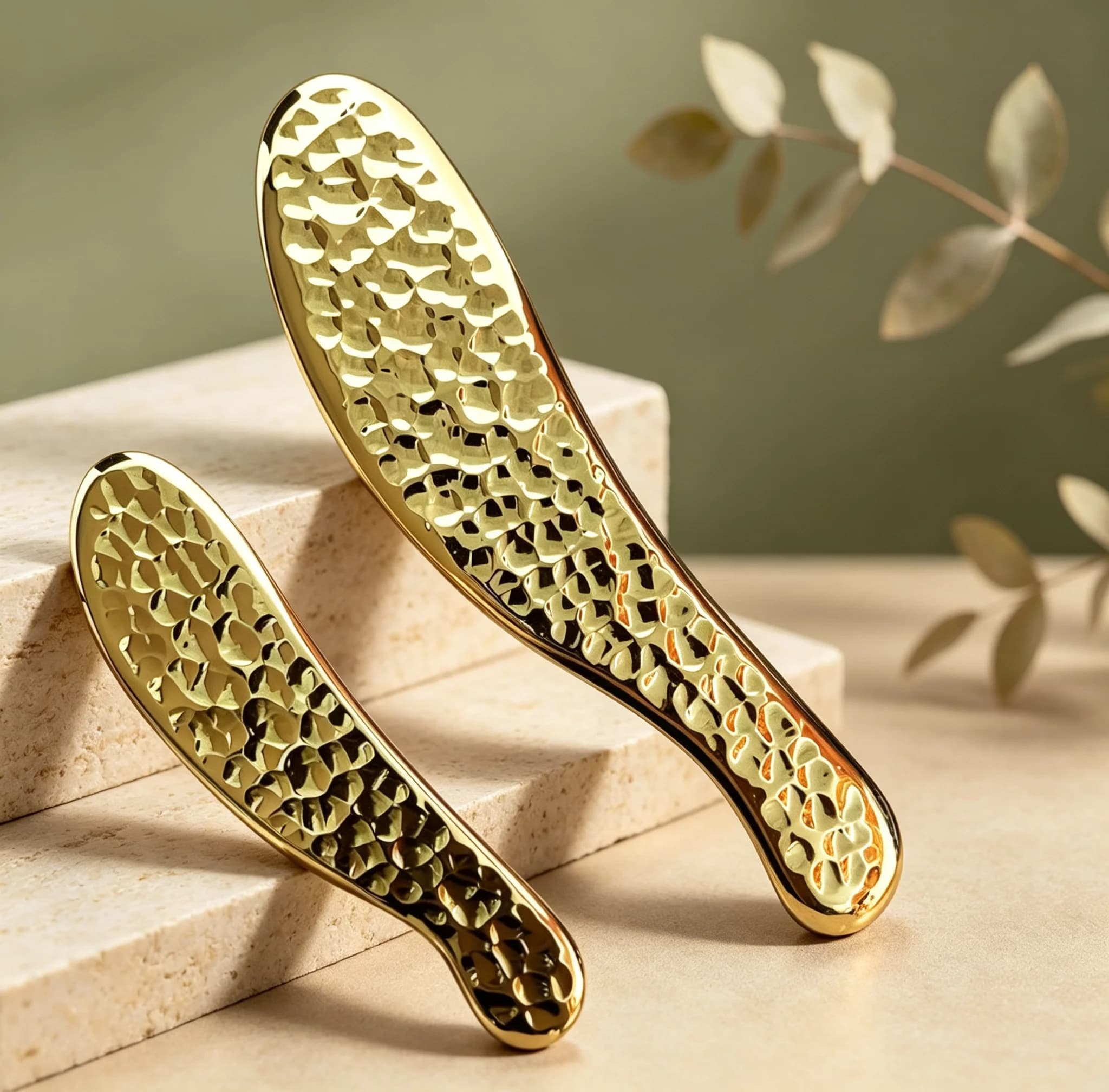 H62 Brass Hammered Desktop Stress Relief Toy, Solid Brass Gua Sha Hand Massage Fidget Tool, Anxiety Relief Finger Exerciser for