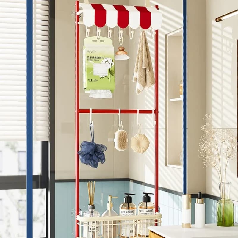 Shelf, no punching hook, storage basket behind the bathroom door, towel shower room hanger artifact