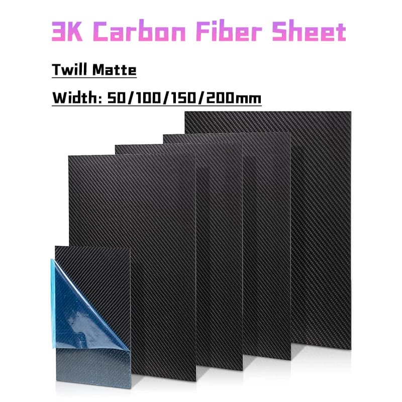 1pcs 100% 3k Carbon Fiber Sheet Twill Matte Carbon Fiber Plate For Handmade Diy Wallet Model Part Repair Panel Thick 0.2mm~10mm