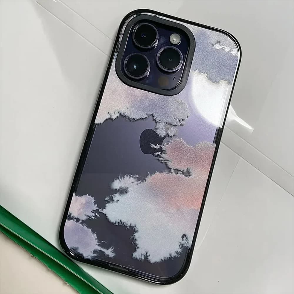 CASE Pink Cloud Mirror / Acrylic Cover for IPhone 12 13 14 15 16 17 Pro Max 17 Air - Protective Magnetic Case