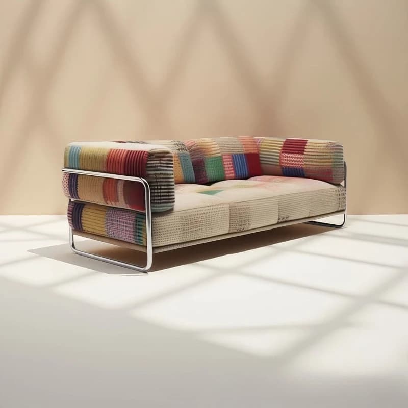 Rental room straight row sofa fabric sofa living room small apartment type