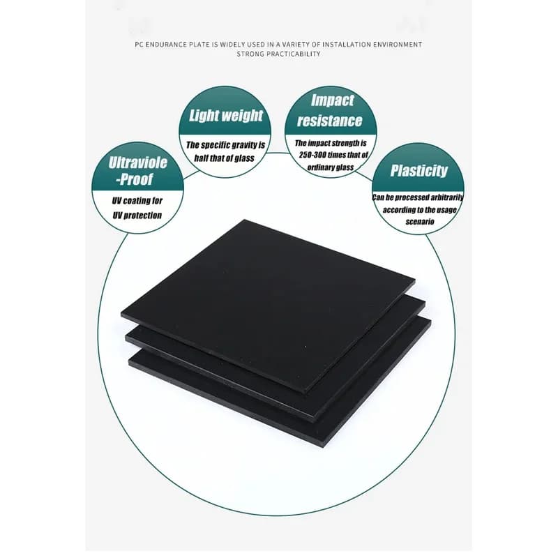 Black Polycarbonate PC Board Wear Resistant Endurance Sheet 2mm to 30mm Thickness