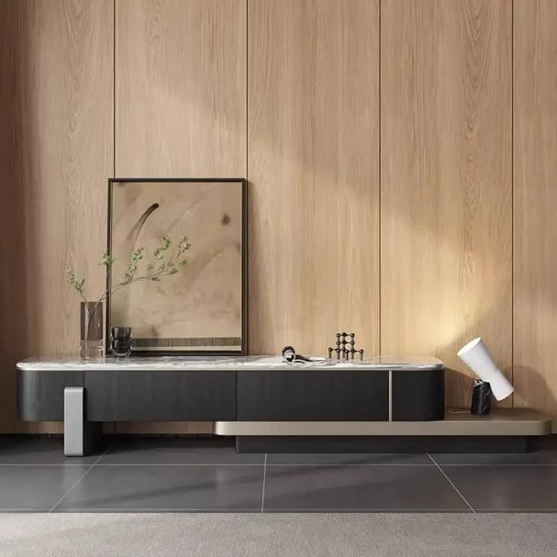 Minimalist White Tv Cabinet Custom Drawers Hiding Long Black Tv Stands Storage Unique Saving Mueble Televisor Furniture For Home