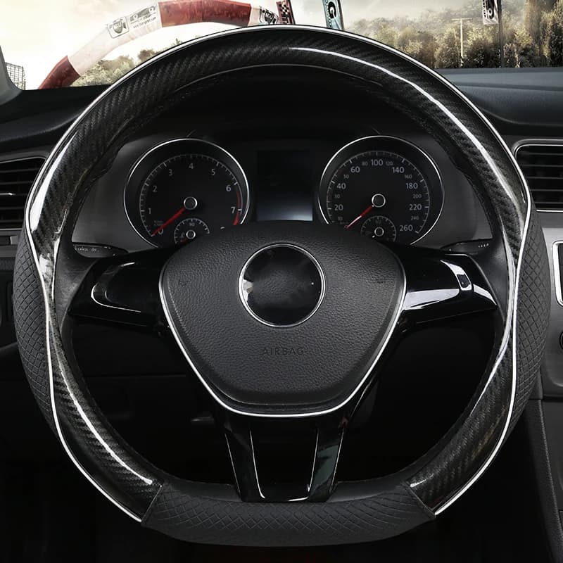 D Shape Car Steering Wheel Cover For VW Sharan Passat Caddy Touran Tiguan 2015-2021 Teramont Atlas T-Roc T-cross 2017-2021