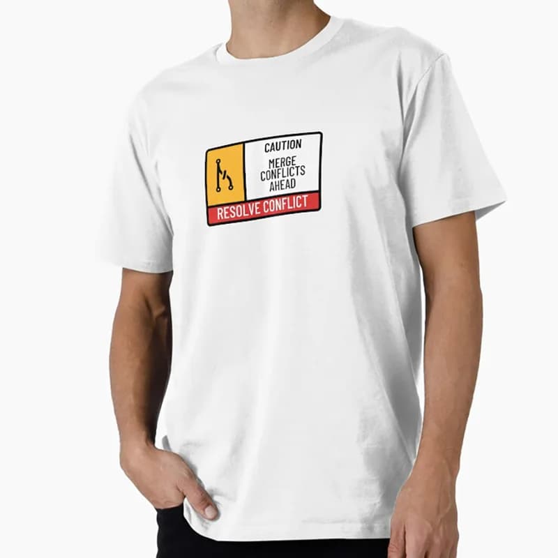 Merge Conflicts Ahead - Developer - Git Warnings Graphic T‑Shirt for programmer Software Engineers Geek IT Developer Tees S-6XL