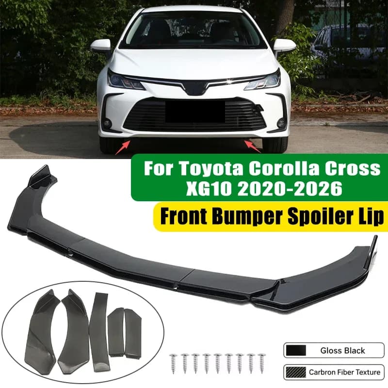 For Toyota Corolla Cross XG10 2020-2026 5Pcs ABS Car Front Bumper Lip Spoiler Splitter Body Kit Canard Tuning Accessories