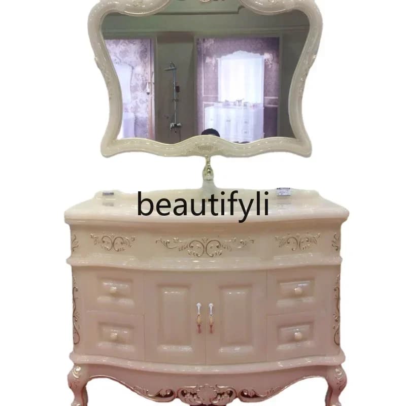 LXAll-jade European-style bathroom cabinet, bathroom combination, light luxury washing table, waterproof hand and face landingSS