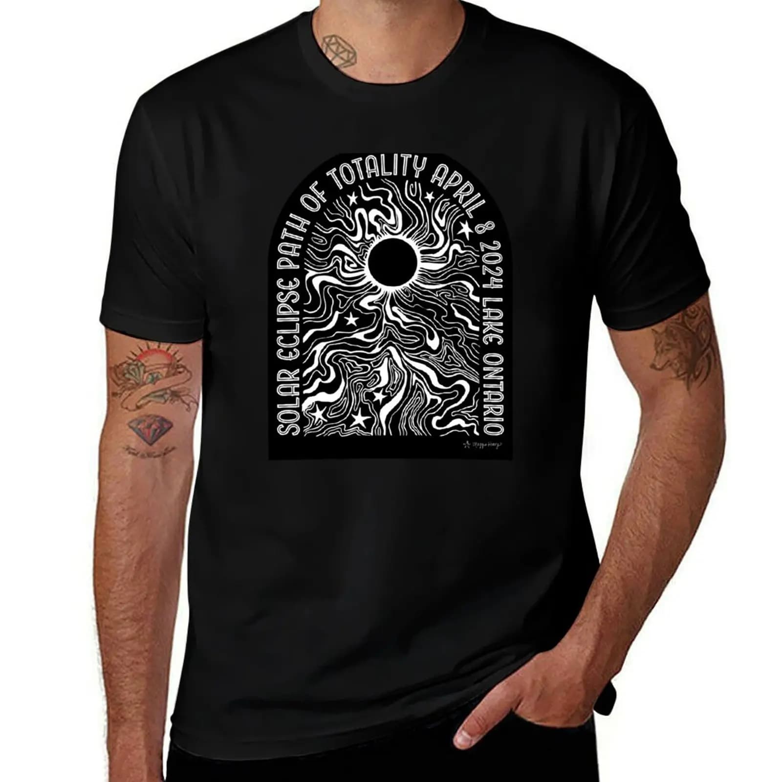 Lake ontario Solar Eclipse T-Shirt Daily Wear Plain Short Sleeve Shirt T-Shirt
