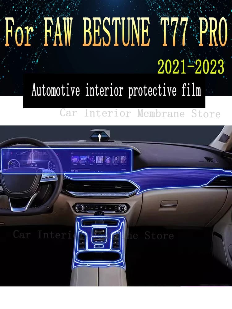 For FAW BESTUNE T77 Pro（2023-2024）Gearbox Panel Navigation Automotive Interior Screen Protective Film TPU Anti-Scratch