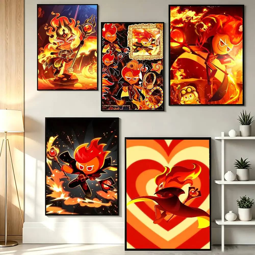 Cookie Run Fire S-Spirit  Poster HD Self Adhesive Waterproof Wall Art Ideal for Home Office Dorm Gift