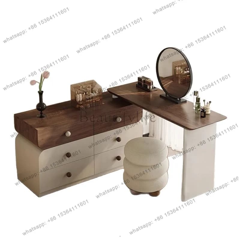 Medieval style solid wood dresser chest cabinet integrated telescopic corner table multi-functional storage