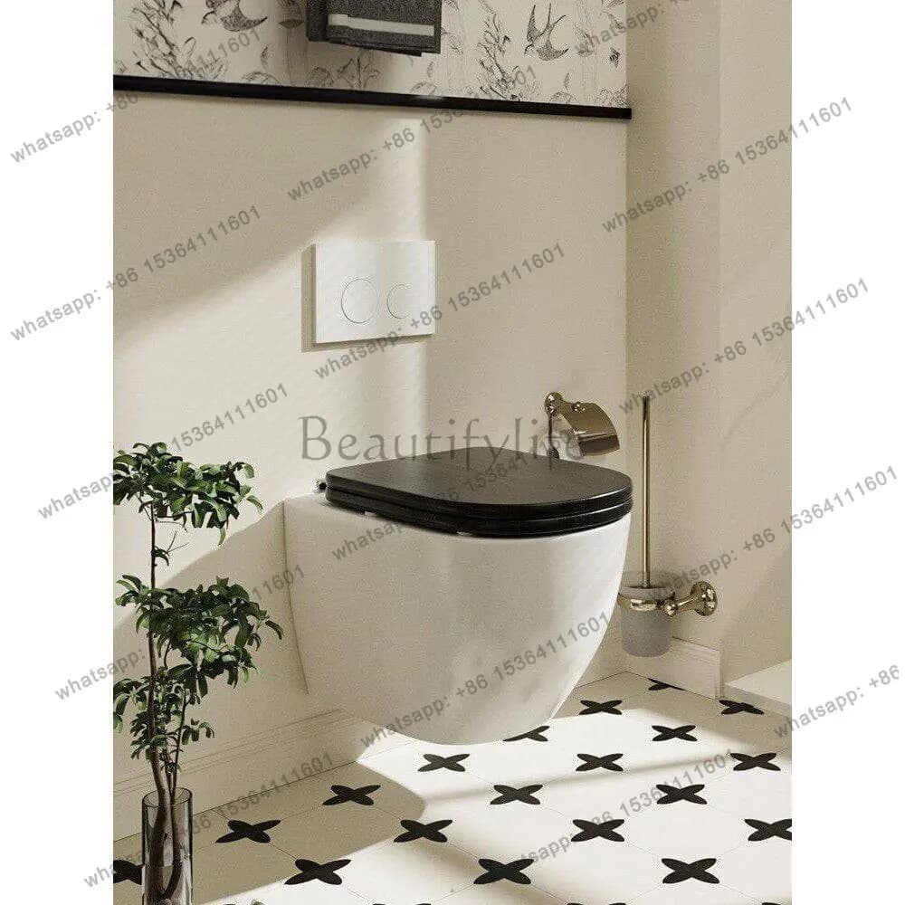 Wall-mounted toilet household wall hidden water tank embedded hanging solid wood