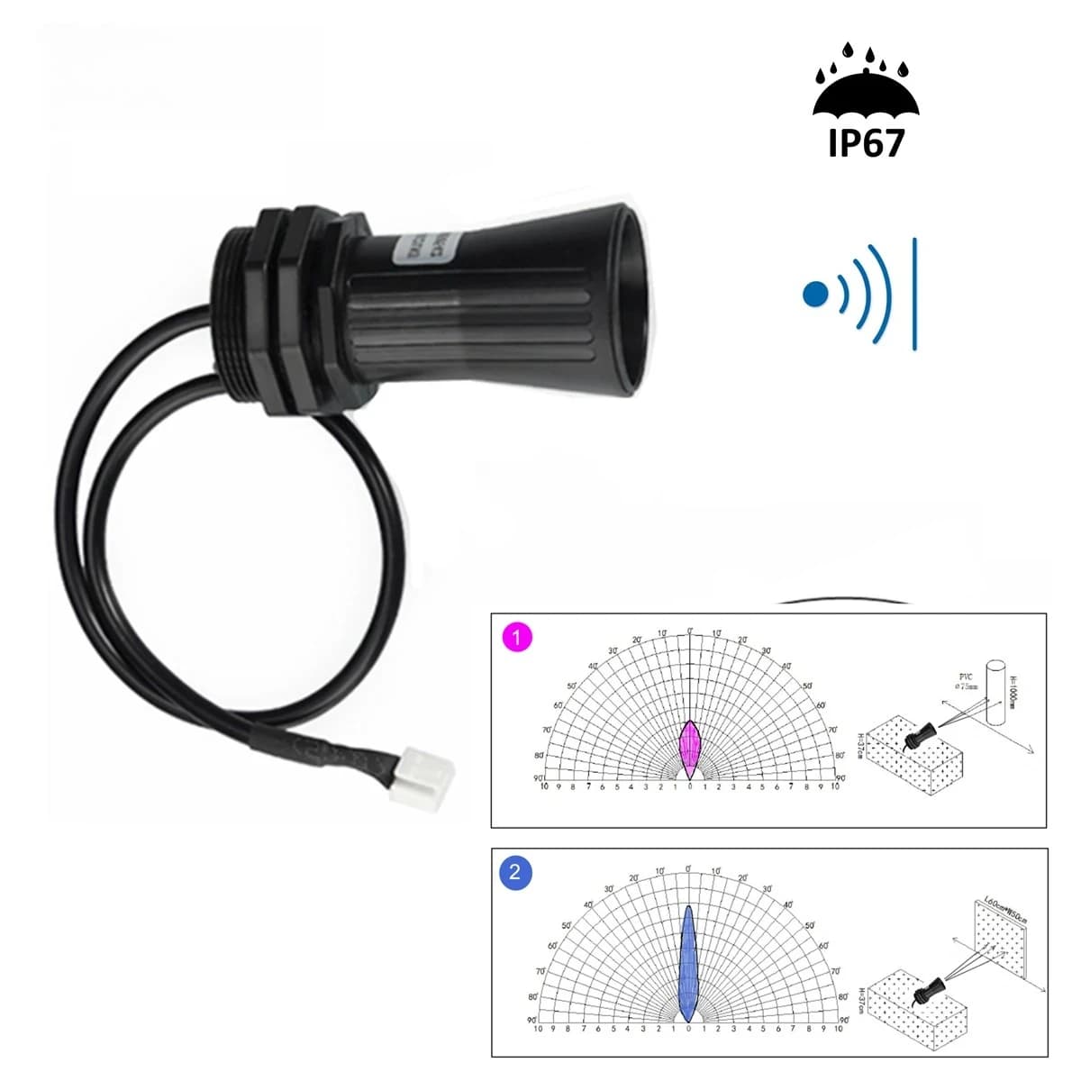 Ultrasound Ultrasonic Sensor Module with Range 750cm for Distance Measurement on Flat Object Liquid Level for Arduino Raspberry