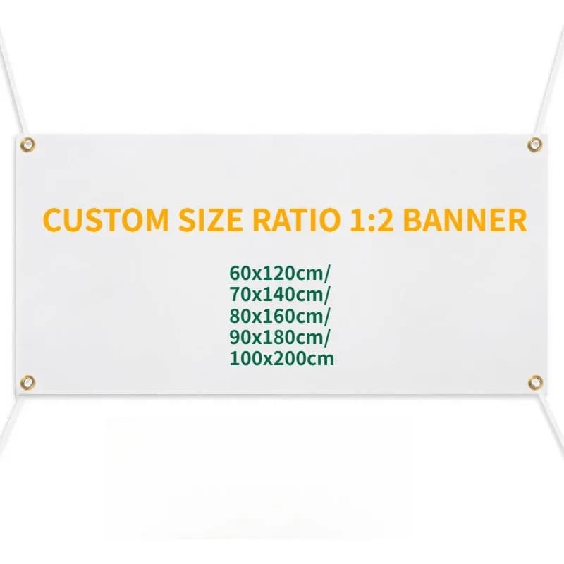 Custom 1pc Size Ratio 1:2 Banner, for Indoor Outdoor Business Office Signs Party, Wedding Home Decor, 4 Holes for Easy Hanging