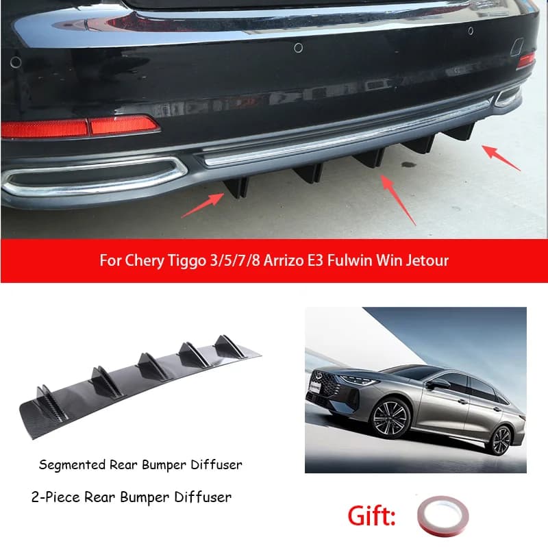 For Chery Tiggo 3/5/7/8 Arrizo E3 Fulwin Win Jetour ABS Rear Bumper Lip Diffuser Shark Fin Anti-collision