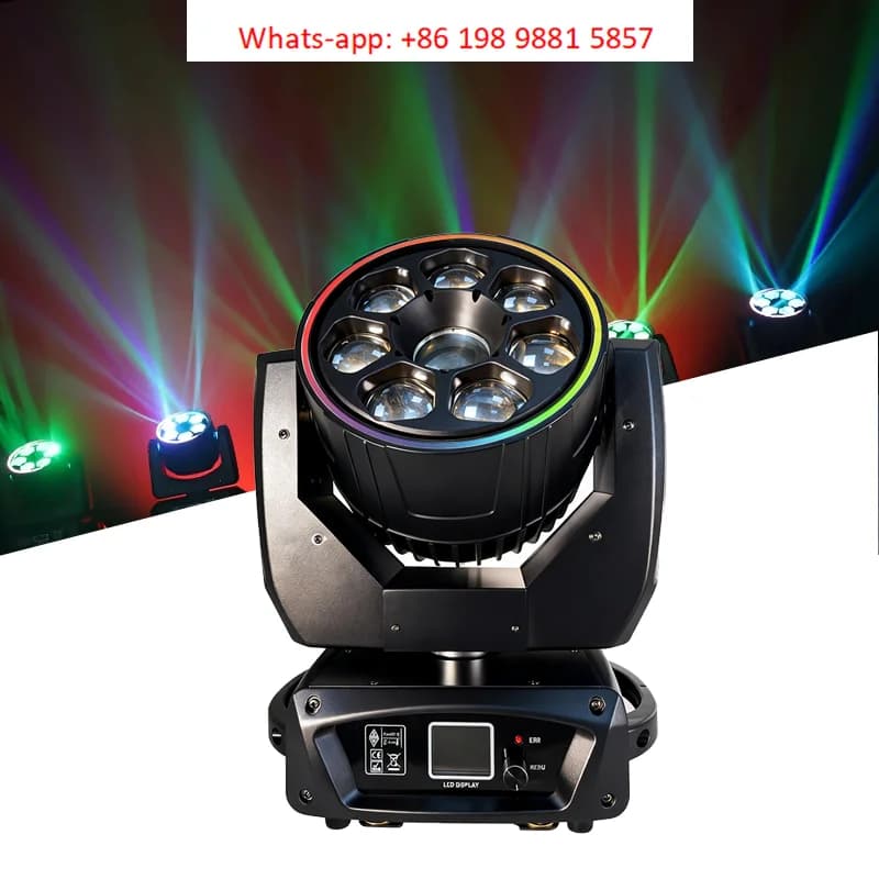7x40W Bee Eye Moving Head Light 3 in 1 with 8W RGB Animation Laser & LED Ring | Pixel Zoom Wash Beam Stage Light Fo DJ Nightclub
