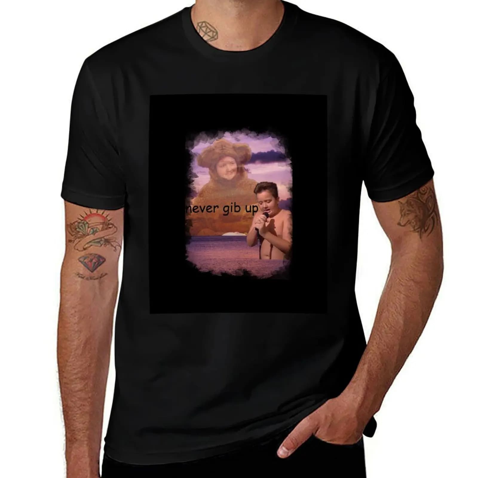 never gib up gibby T-Shirt Big Size Short Sleeve Tee for Men T-Shirt