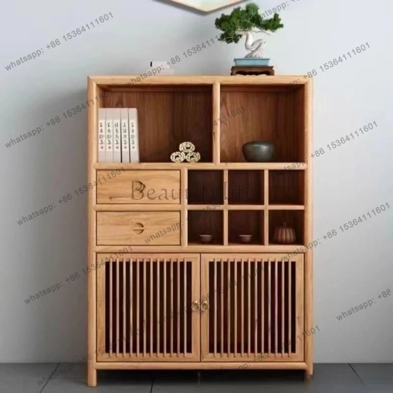 new Chinese style old elm dining side tea cabinet solid wood storage living room log cabinet