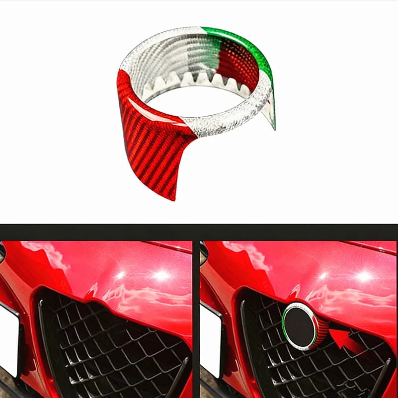 Carbon fiber decorative cover for the net emblem ring for  Alfa Romeo Giulia 2017-2021