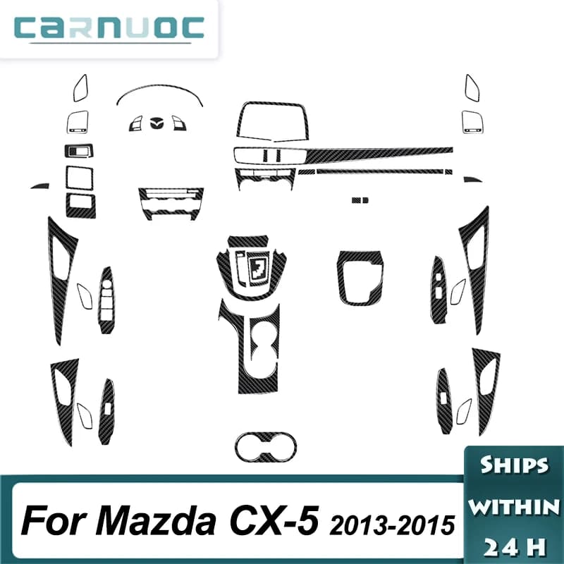 1 Set Car Carbon Fiber Black Decorative Stickers Cover Trim Auto Interior Styling Accessories For Mazda CX-5 2013 2014 2015