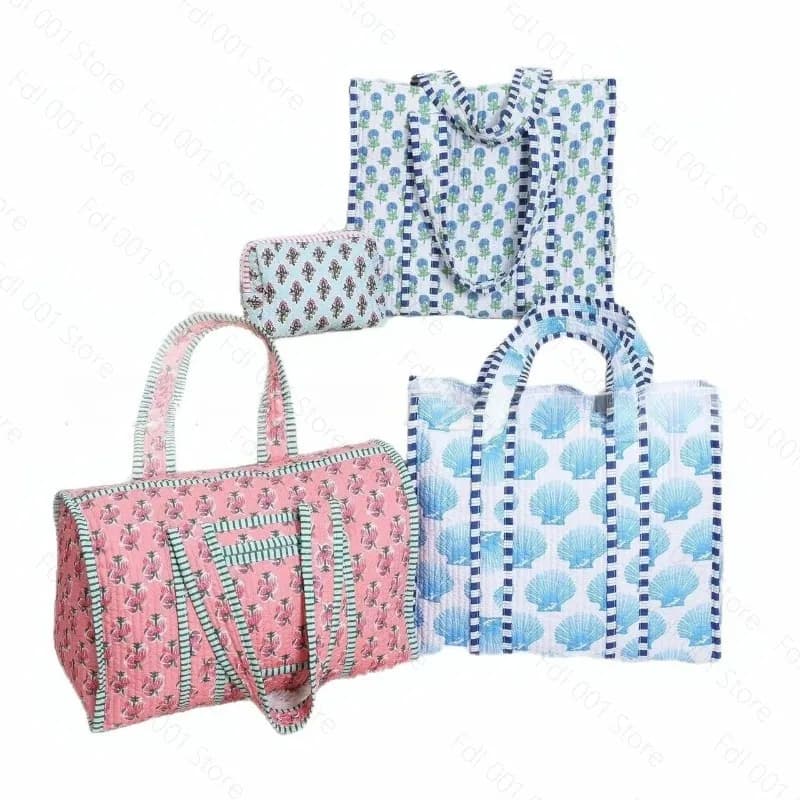 Multicolor Vintage Lightweight Quilted Tote Bag Large Capacity Shoulder Crossbody Bag Daily Casual Handbag