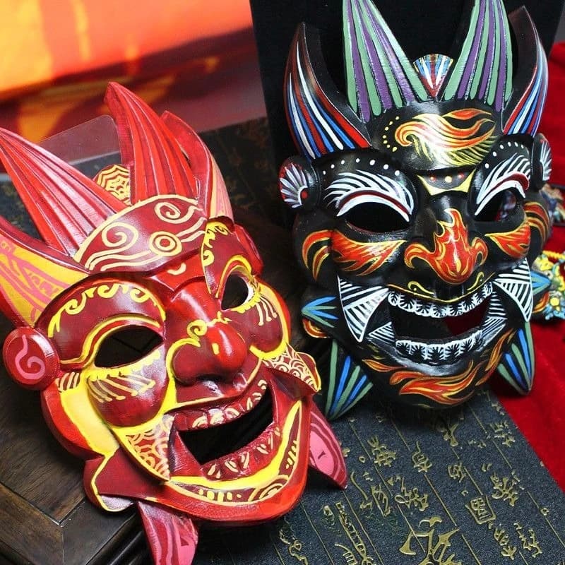 Nuo Opera Mask COS Guizhou Intangible Cultural Heritage Full Face National Style Props