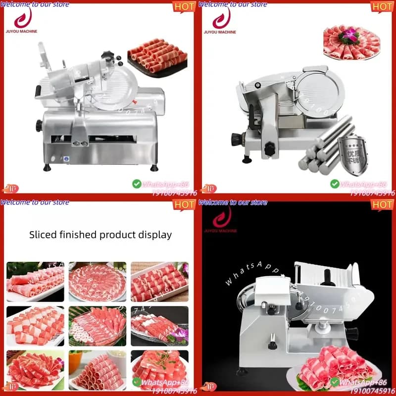 2026 Large Capacity Industrial Meat Slicer 12 Inch 220mm Blade 270W Motor 0-15mm Adjustable Slicing Thickness