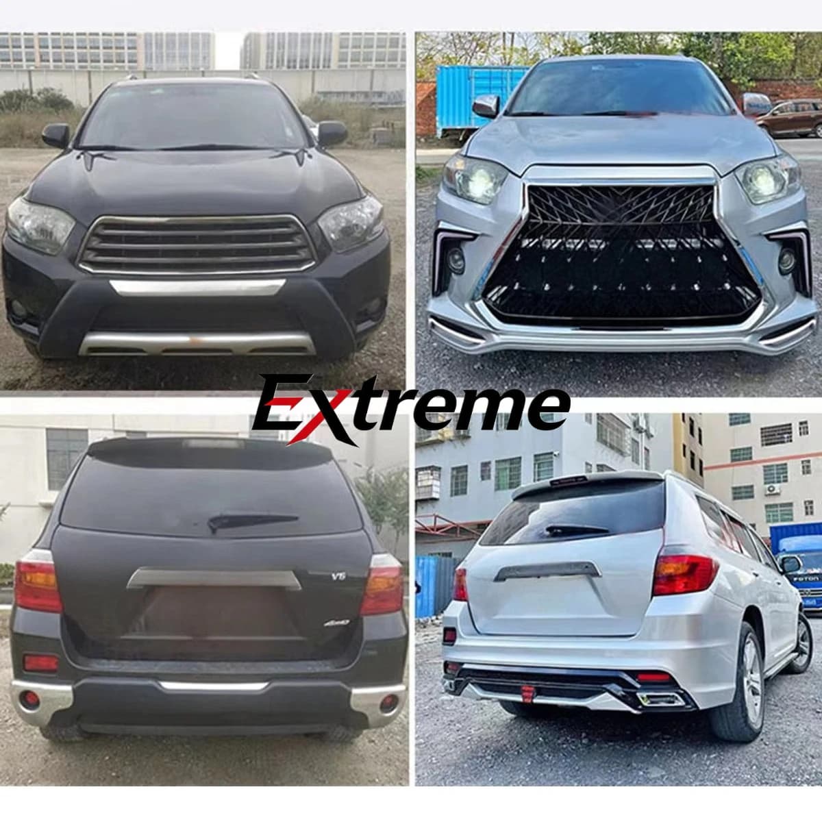 Consist of Front Bumper Assembly Body Kit for Toyota Highlander 2009-2011 Alterated to  Lexus.