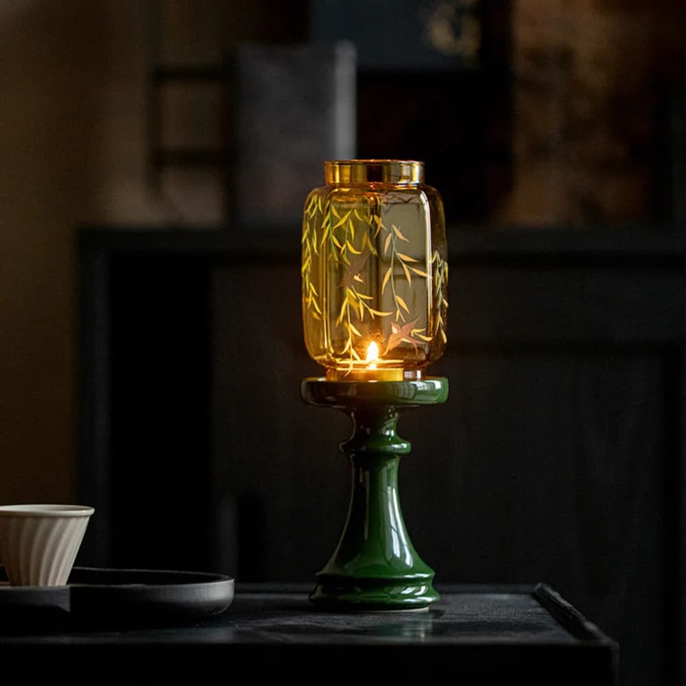 HYS light luxury windshield candle holder high value Liuyan aromatherapy candle holder ornament atmosphere light candle shade
