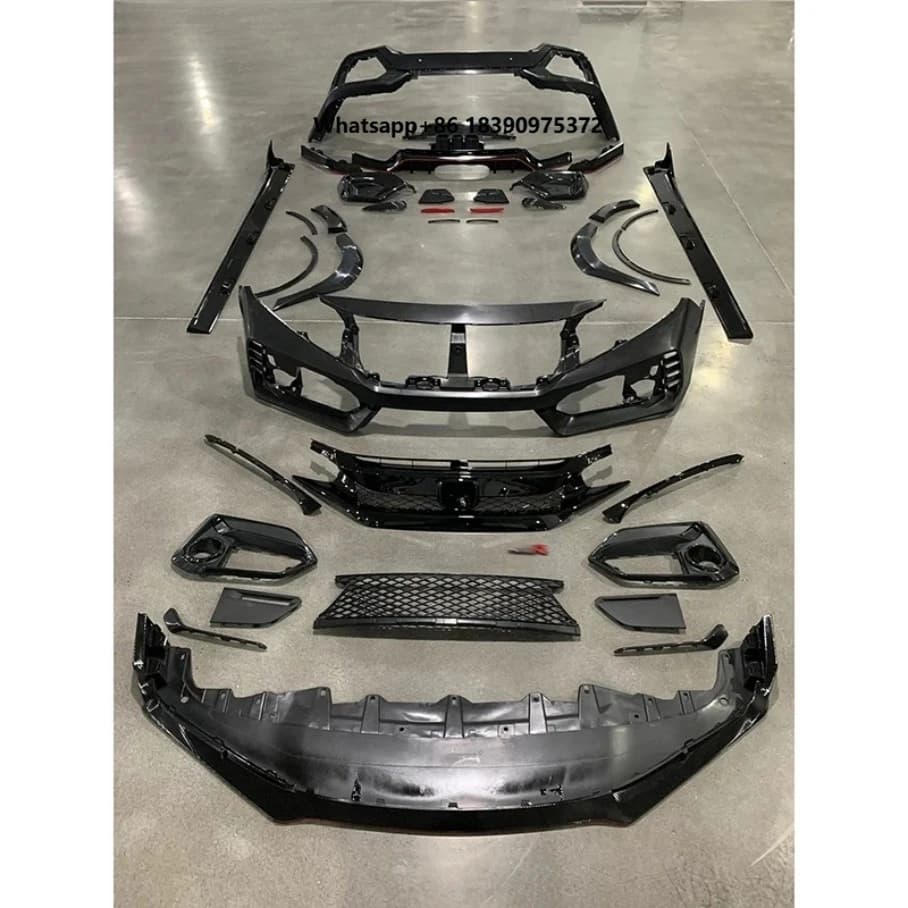 Car Modified New Type-r Body Kit Front/Rear Bumper Grille Hood Side Skirt Plastic TYPY for for 10th Sedan Hatchback